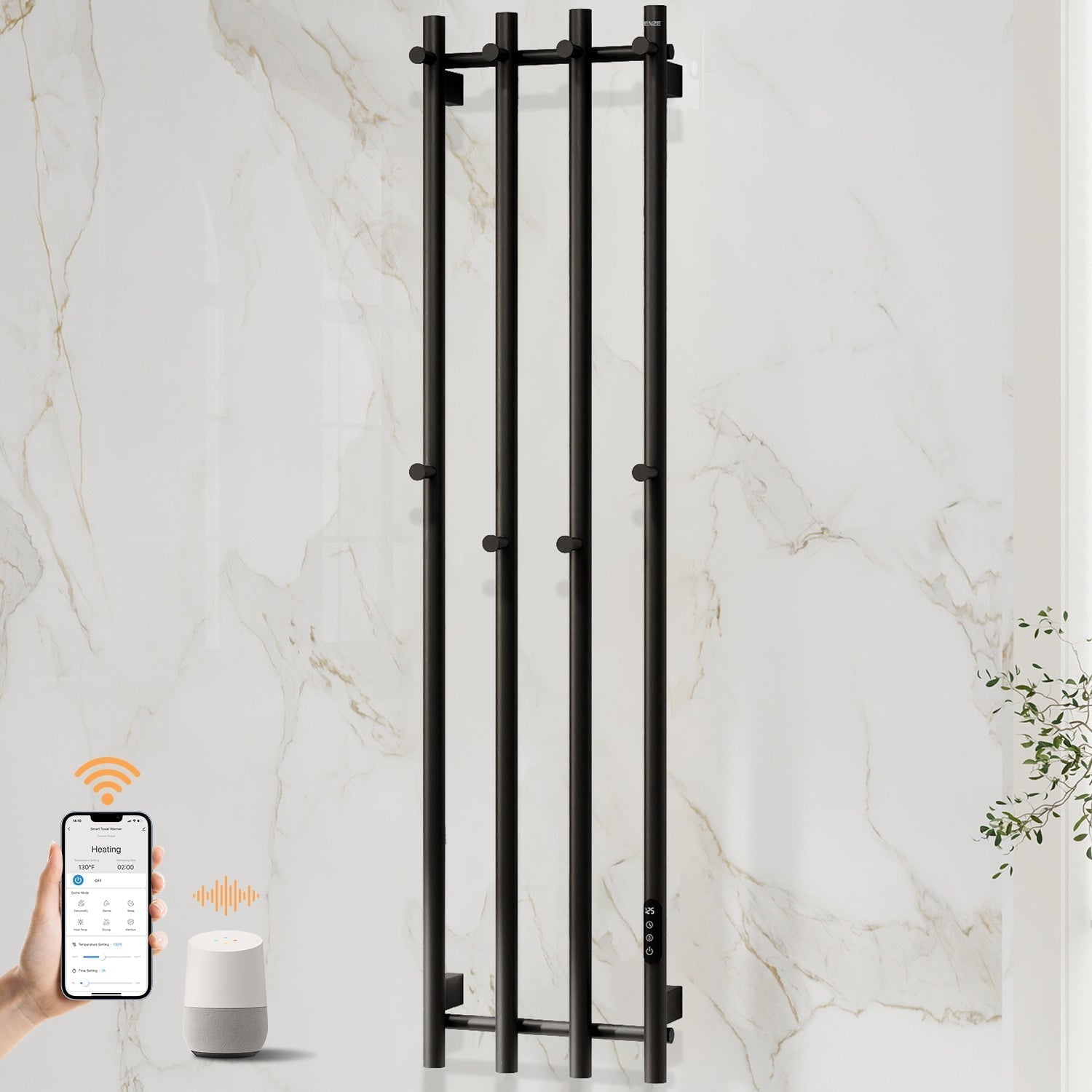 ENZE Smart Heated Towel Rack G08 WiFi 300W Wall Mounted Electric Towel Warmer – Bathroom Upgrade
