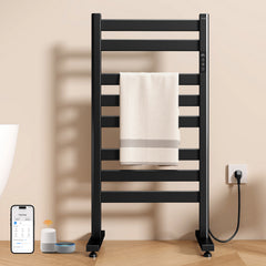 ENZE Freestanding Electric Towel Warmer, 9-Bar Heated Towel Rack, Black