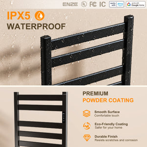 ENZE Freestanding Electric Towel Warmer, 9-Bar Heated Towel Rack, Black