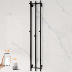 ENZE Smart Heated Towel Rack, Wall Mounted Electric Towel Warmer 220W for Bathroom, WiFi App Control & LED Touch Screen, Adjustable Temp & 24H Timer, Vertical Model, IPX5, Plug-in/Hardwired, Black