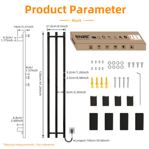 ENZE Smart Heated Towel Rack, Wall Mounted Electric Towel Warmer 220W for Bathroom, WiFi App Control & LED Touch Screen, Adjustable Temp & 24H Timer, Vertical Model, IPX5, Plug-in/Hardwired, Black
