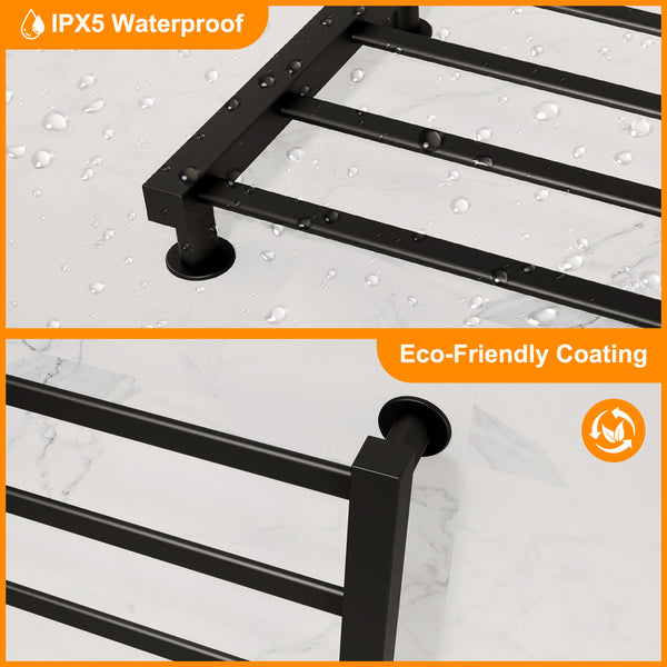 ENZE Smart Heated Towel Rack, 4-Bar Wall-Mounted Electric Towel Warmer 115W, Wi-Fi App Control & LED Touch Screen, Adjustable Temperature & 24H Timer, IPX5, Plug-in/Hardwired, Matte Black