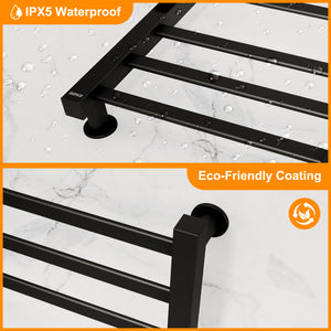 ENZE Smart Heated Towel Rack, 6-Bar Wall-Mounted Electric Towel Warmer 150W, Wi-Fi App Control & LED Touch Screen, Adjustable Temperature & 24H Timer, IPX5, Plug-in/Hardwired, Matte Black