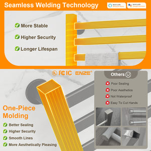 ENZE Smart Heated Towel Rack,12-Bar Wall-Mounted Electric Towel Warmer 320W, Wi-Fi App Control & LED Touch Screen, Adjustable Temperature & 24H Timer, IPX5, Plug-in/Hardwired, Matte Black