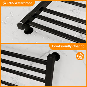 ENZE Smart Heated Towel Rack,12-Bar Wall-Mounted Electric Towel Warmer 320W, Wi-Fi App Control & LED Touch Screen, Adjustable Temperature & 24H Timer, IPX5, Plug-in/Hardwired, Matte Black