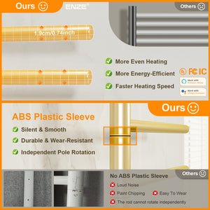 ENZE Smart Rotating Heated Towel Rack for Bathroom, 5-Bar Wall-Mounted Electric Towel Warmer 85W with Swivel Bars, Wi-Fi App Control, 24H Timer, Stainless Steel, IPX5, Hardwired/Plug-in, Gold